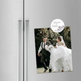 Svadobná magnetka s menami novomanželov - Abstraktné kvety